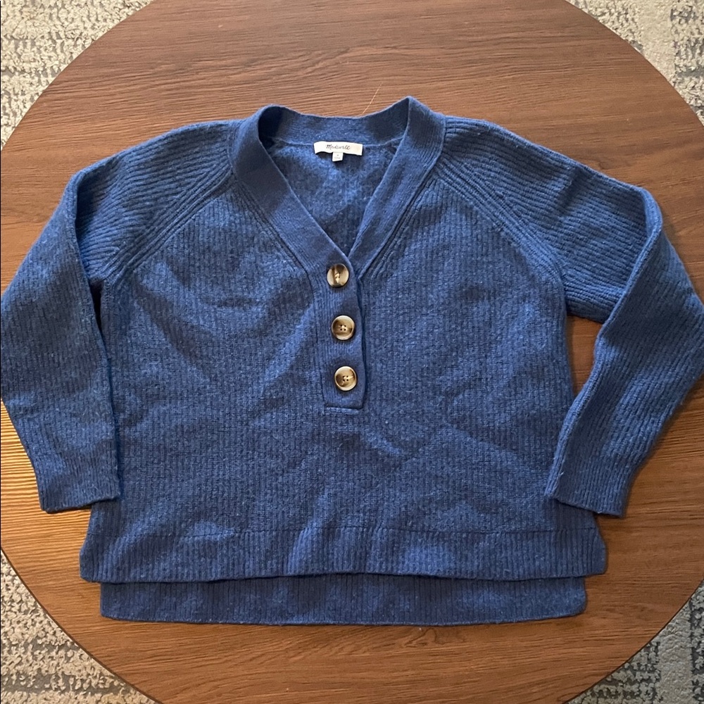Madewell Blue Button-Down Sweater
